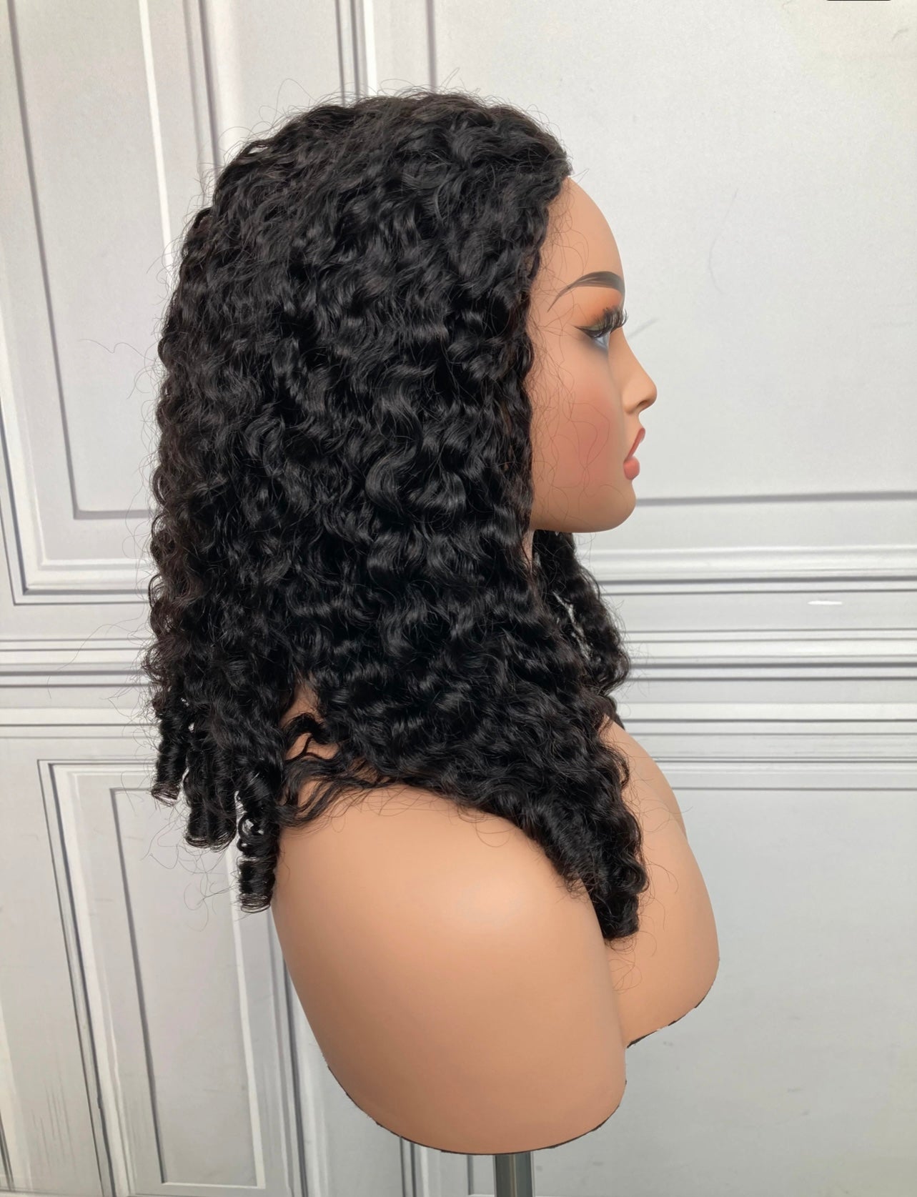 #1B Natural Black Burmese Curly Half Wig 180% Density