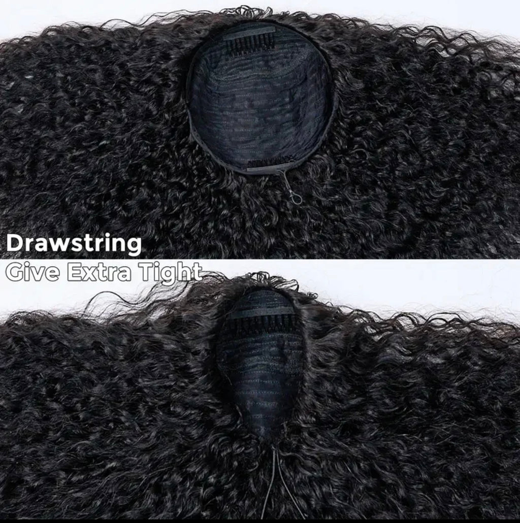 #1B Natural Black Burmese Curly Half Wig 180% Density