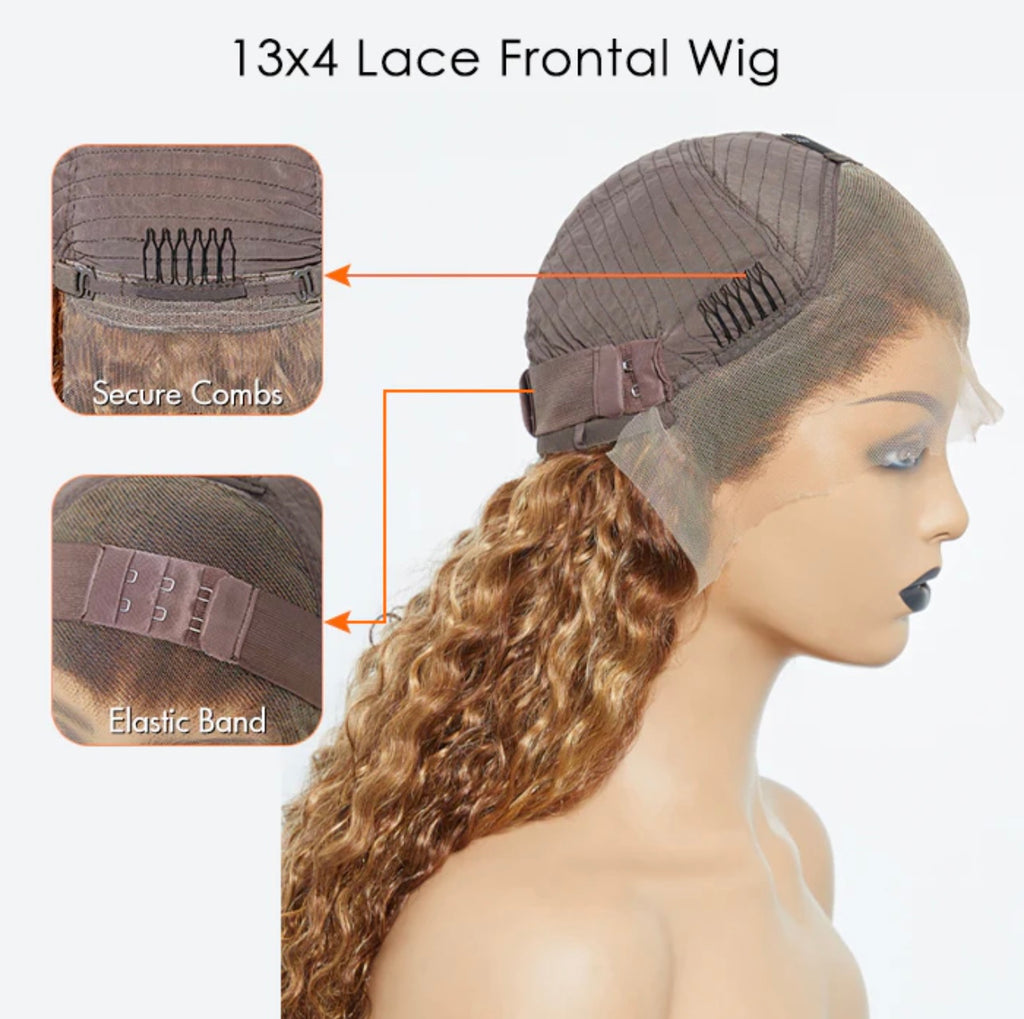 Pre-Plucked 13x4 Lace Front Water Wavy Wig Free Part 150% Density