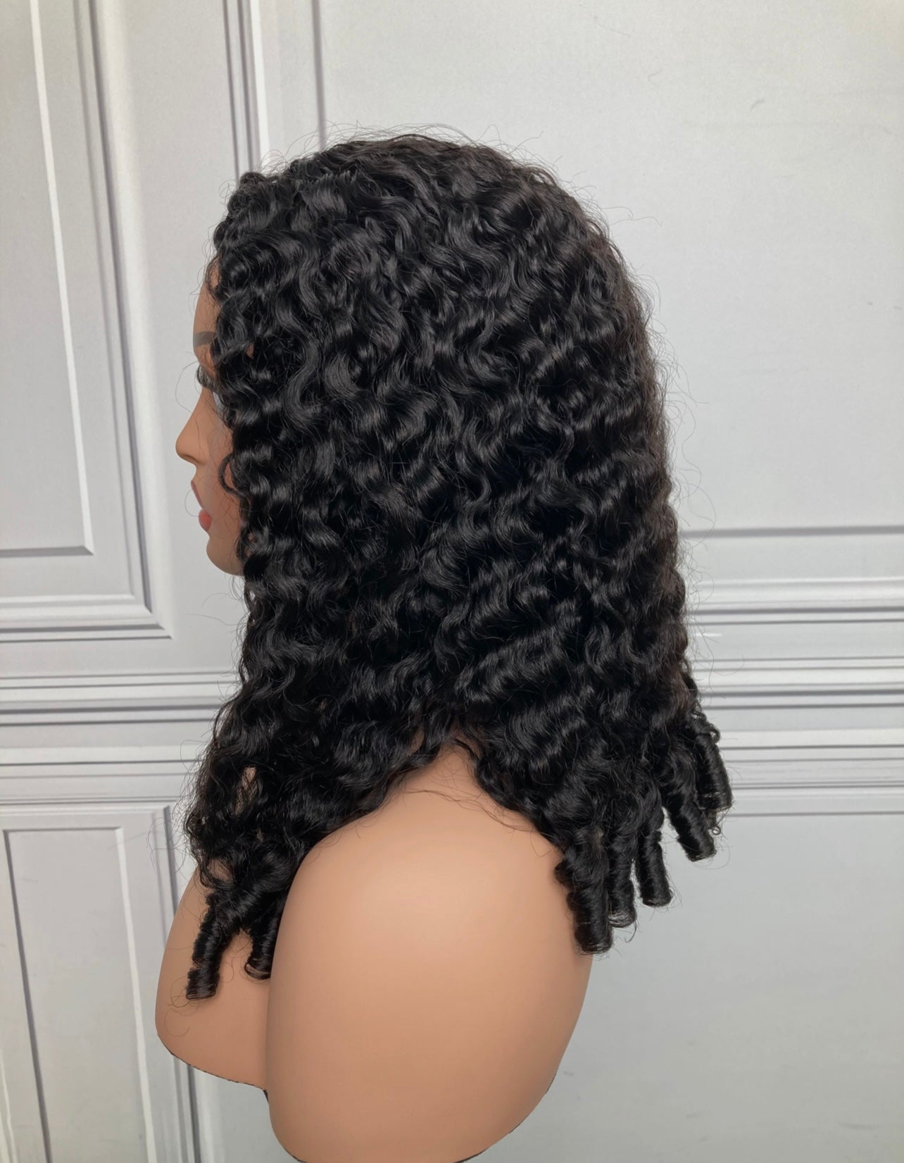 #1B Natural Black Burmese Curly Half Wig 180% Density