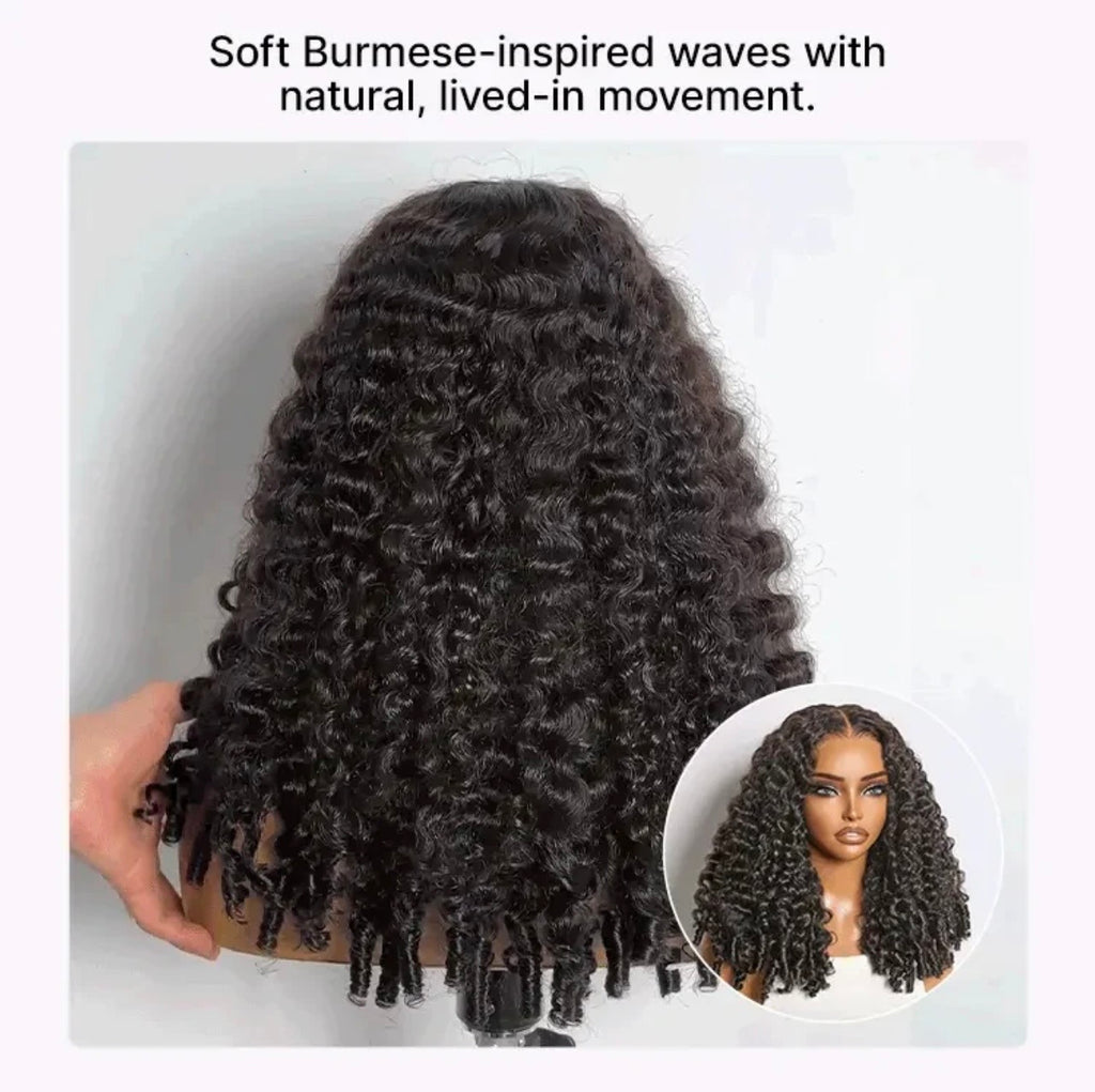 150% Density 13x6 Glueless 3D Cap Pre-bleached Lace Frontal Wig Burmese Curly